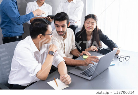 Group of diverse office worker employee working together. Prudent Group of diverse office worker employee working together. Prudent 118700314