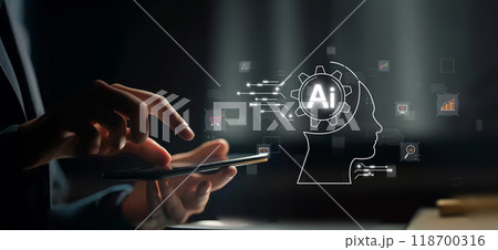 Human interact with AI artificial intelligence brain process generative AI EIDE Human interact with AI artificial intelligence brain process generative AI EIDE 118700316