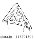 具沢山ピザ　一切れ　線画 118701304