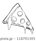 ペパロニピザ　一切れ　線画 118701305