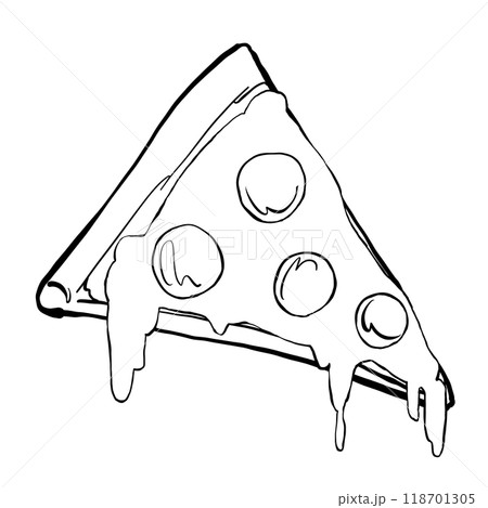 ペパロニピザ　一切れ　線画 118701305