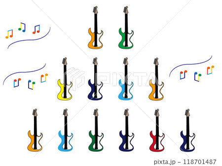 カラフルなエレキギターのイラスト 118701487