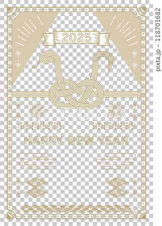 時尚簡約2025蛇年新年賀卡 118701682