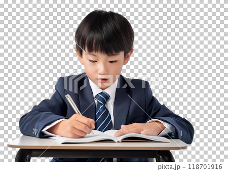 Elementary school boy studying (png) 118701916