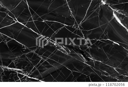 黒の大理石テクスチャ白いラインの自然な石模様 118702056