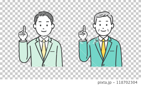 Upper body illustration of a businessman pointing 118702304