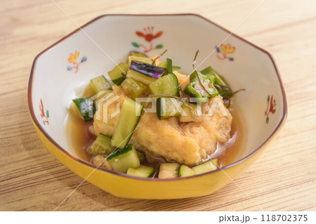 厚揚げの夏野菜あんかけ 厚揚げの夏野菜あんかけ 118702375