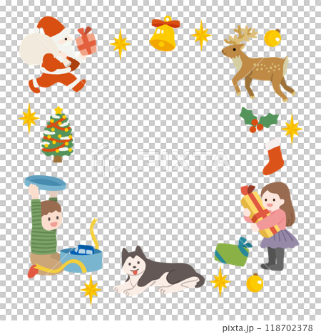 クリスマスのサンタと子ども達のベクターフレーム 118702378