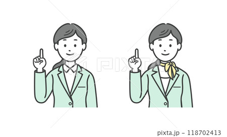 指差しをする女性ビジネスマンの上半身イラスト 118702413
