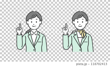 指差しをする女性ビジネスマンの上半身イラスト 118702413