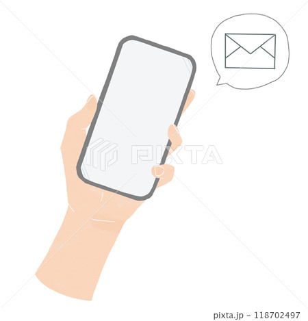 スマホを持つ手　メール受信　イラスト 118702497