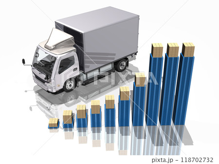 様々な面で増え続ける　物流　輸送などの状況を　グラフで表現した3DCGイメージ 118702732