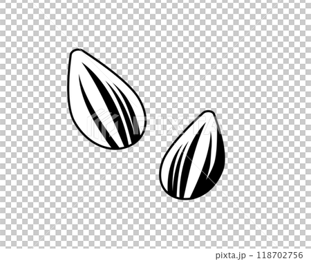 ヒマワリの種のシンプルな白黒イラスト 118702756