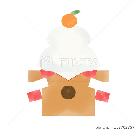 シンプルな鏡餅の水彩風イラスト　 118702857