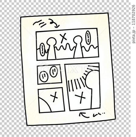 鬆散簡單的漫畫手稿正在進行中，模擬風格 118702926