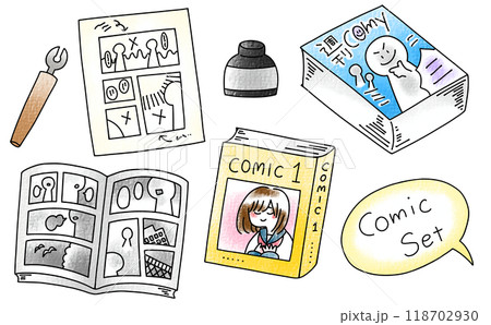 ゆるめシンプル漫画セット アナログ風 ゆるめシンプル漫画セット アナログ風 118702930