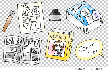 ゆるめシンプル漫画セット アナログ風 ゆるめシンプル漫画セット アナログ風 118702930