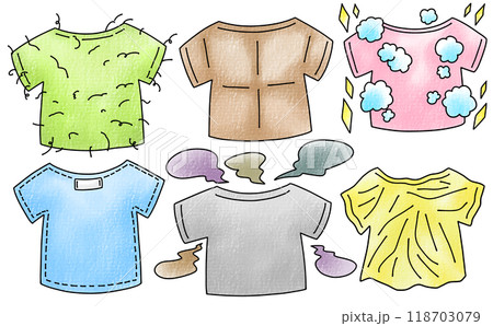 ゆるめシンプルな様々な状態の服セット アナログ風 ゆるめシンプルな様々な状態の服セット アナログ風 118703079