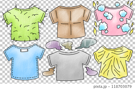 ゆるめシンプルな様々な状態の服セット アナログ風 ゆるめシンプルな様々な状態の服セット アナログ風 118703079