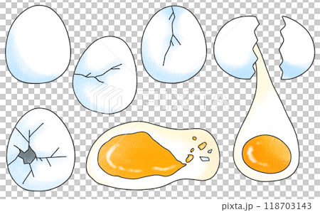 Loose and simple cracked egg set, analog style 118703143