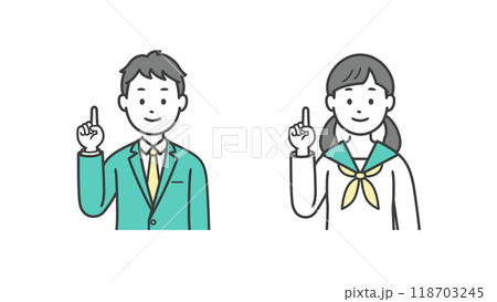 指差しをする男女の学生の上半身イラスト 118703245