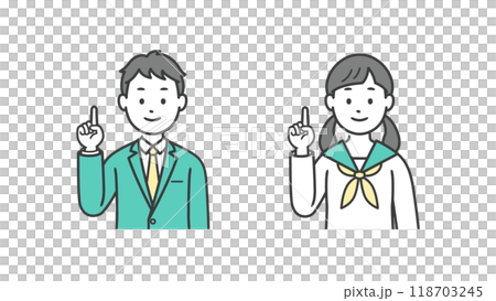 指差しをする男女の学生の上半身イラスト 118703245