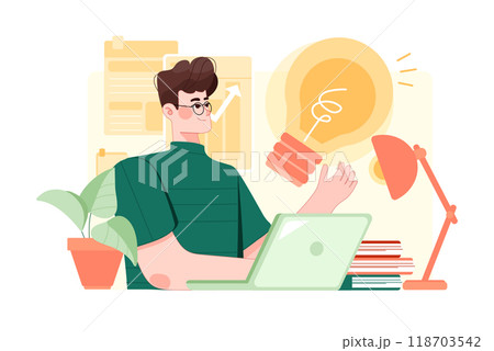 Male character with the bright idea Male character with the bright idea 118703542