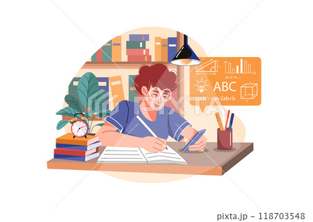 Schoolboy learning online course on mobile 118703548