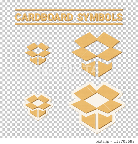 ダンボール素材で作成した、ダンボールのマーク ダンボール素材で作成した、ダンボールのマーク 118703698