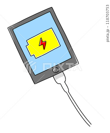 ゆるめシンプルな充電中のスマートフォン ベタ塗り ゆるめシンプルな充電中のスマートフォン ベタ塗り 118703753