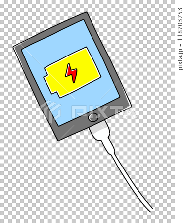 ゆるめシンプルな充電中のスマートフォン ベタ塗り ゆるめシンプルな充電中のスマートフォン ベタ塗り 118703753