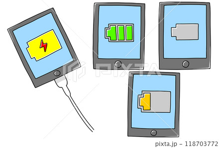 ゆるめシンプルなスマートフォンのバッテリー状態セット ベタ塗り ゆるめシンプルなスマートフォンのバッテリー状態セット ベタ塗り 118703772