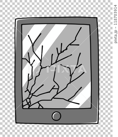 ゆるめシンプルな画面がバリバリに割れたスマートフォン ベタ塗り ゆるめシンプルな画面がバリバリに割れたスマートフォン ベタ塗り 118703914