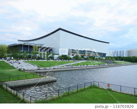 有明親水海浜公園から見る有明アリーナ 118703920
