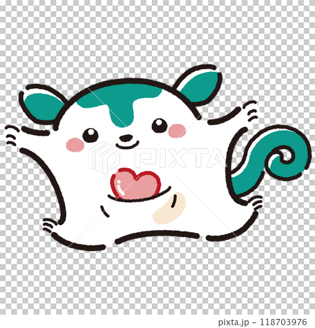 シンプルでかわいい手描きモモンガのキャラクター（正面）のイラスト