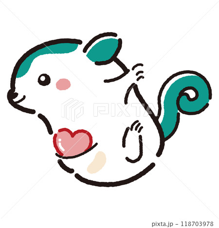 シンプルでかわいい手描きモモンガのキャラクター（横向き）のイラスト