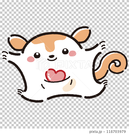 シンプルでかわいい手描きモモンガのキャラクター（正面）のイラスト