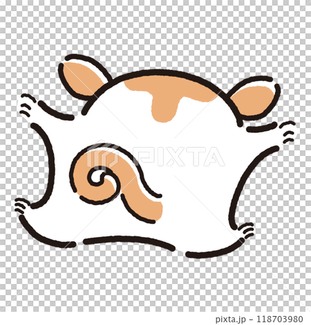 シンプルでかわいい手描きモモンガのキャラクター（後ろ姿）のイラスト