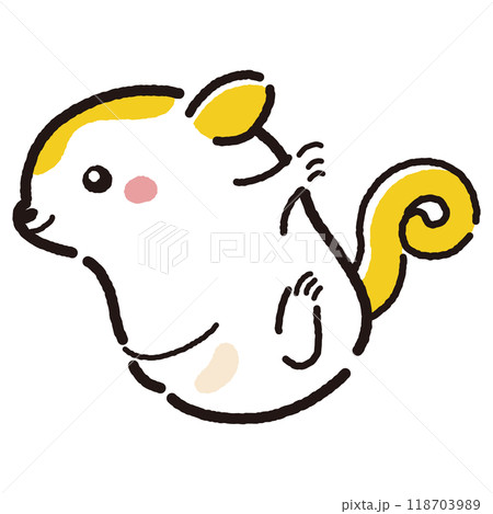 シンプルでかわいい手描きモモンガのキャラクター（横向き）のイラスト