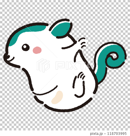 シンプルでかわいい手描きモモンガのキャラクター（横向き）のイラスト