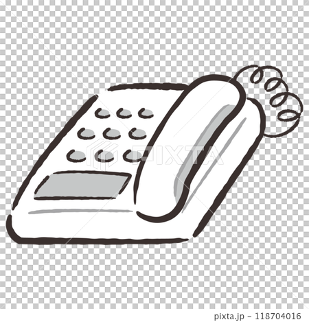 シンプルな固定電話機の手描きイラスト 118704016