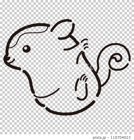 シンプルでかわいい手描きモモンガのキャラクター（横向き） 118704023