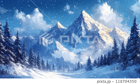 Landscape of snow moutain background. 118704350