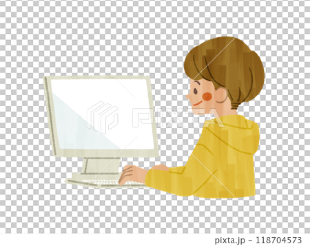 パソコンを使っている男性-ガッシュ 118704573