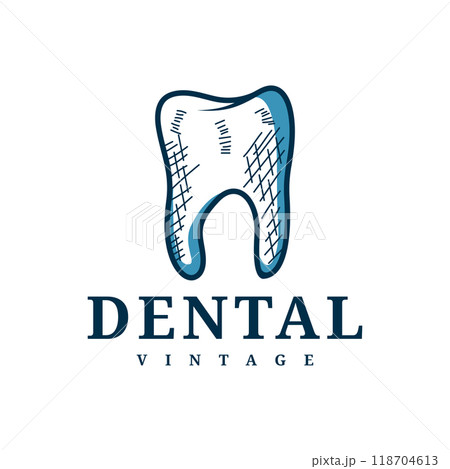 Vintage Retro Symbol Illustration Dental Health Logo Design Template 118704613