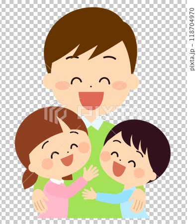 孩子們擁抱他們的父親一家 118704970