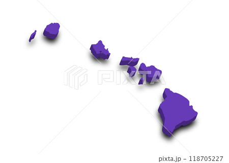 3d Map of Hawaii state with color. United State of America, US, United State 3d Map of Hawaii state with color. United State of America, US, United State 118705227