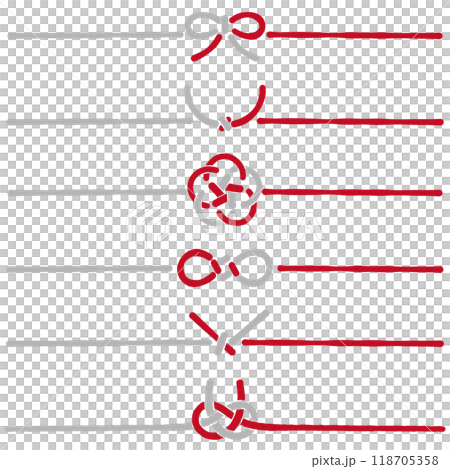手描きのかわいい水引きセット 背景透過 手描きのかわいい水引きセット 背景透過 118705358