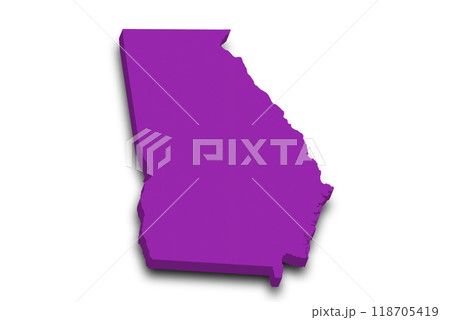 3d Map of Georgia state with color. United State of America, US, United State 3d Map of Georgia state with color. United State of America, US, United State 118705419
