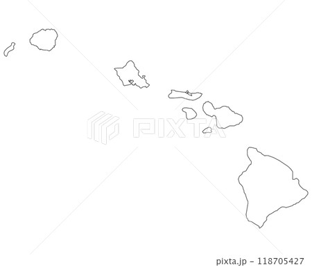 High detailed illustration map - outline Hawaii State Map 118705427